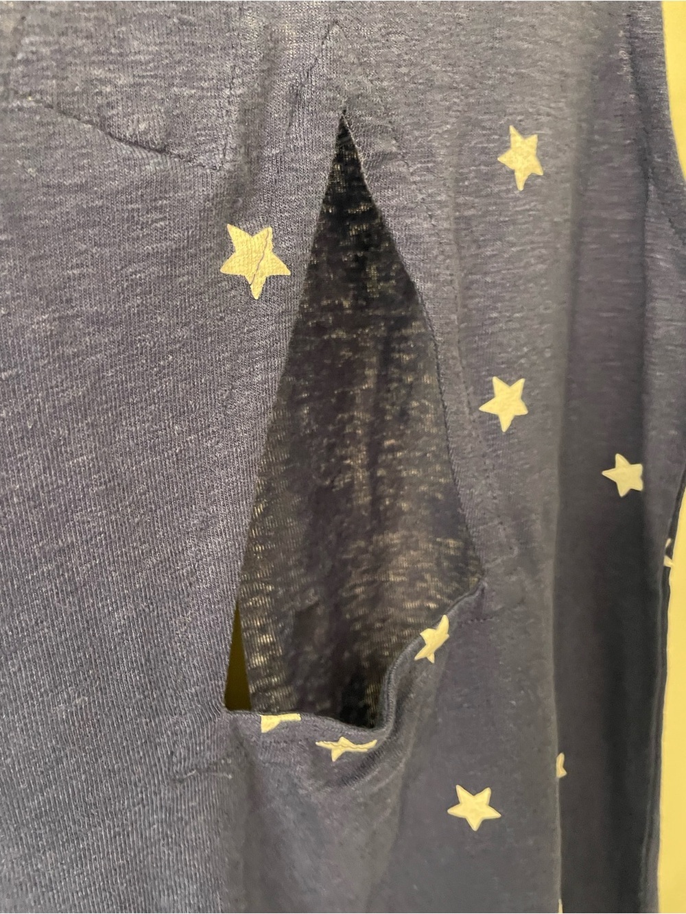 Chaser Navy Star Print Linen Tank Top - Blue, White & Red Stars - Picture 4 of 6